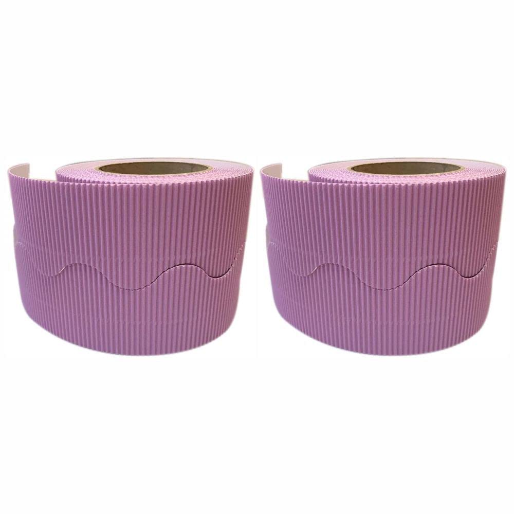 3 Ace Crafts (Pack of 2) Corrugated Display Borders Roll (Lilac) Size 57mm x 15m - School Classroom Decoration, Bulletin Boards & Crown Making Crafts, Scalloped Edge Border Rolls Fade Resistant — image 1