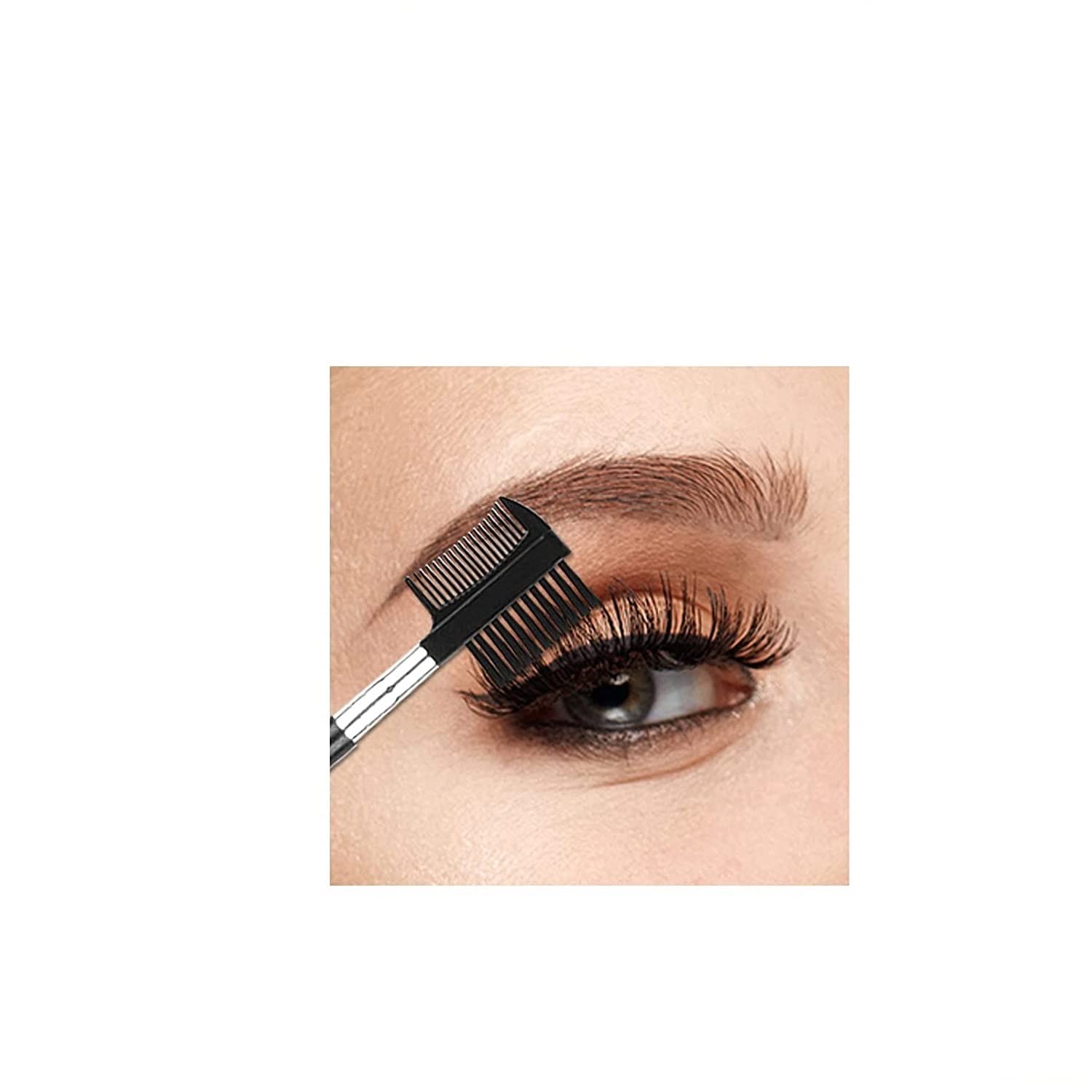 Sei Regina Makeup Eyebrow Brush & Eyelash Comb - Portable Eye Powder Foundation Brush, Beauty Cosmetic Tool for Professional and Travel 2
