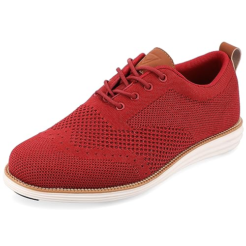 Vance Co. Mens Ezra Wide Width Tru Comfort Foam Knit Wingtip Dress Shoe Red 8.5 Wide MENS US