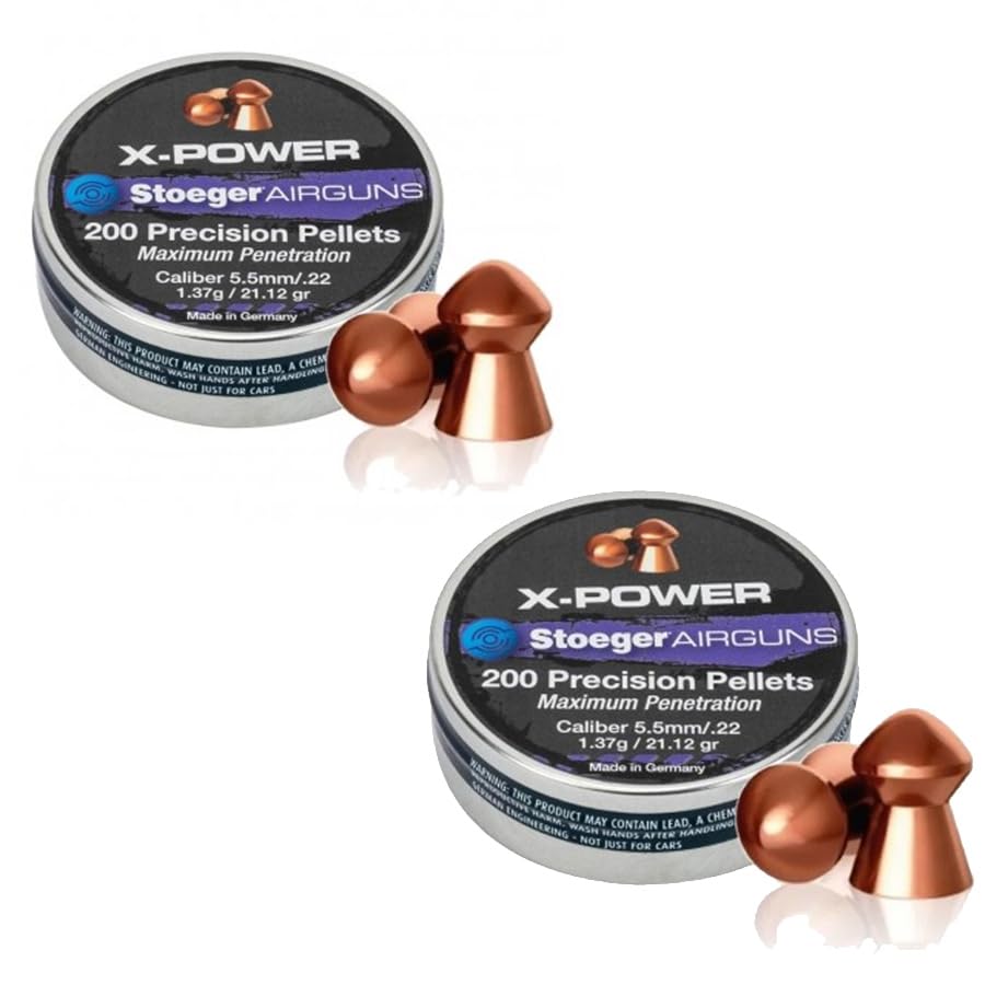 ECOMMUR Pack de balines/perdigones Stoeger X-Power (5,5mm) | 200 uds por Caja. 1,37g por balín. Pack de 2 Cajas