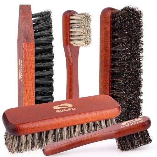 SULPO Schuhbürsten Set - weiche Rosshaar Schuhbürste, hochwertige...
