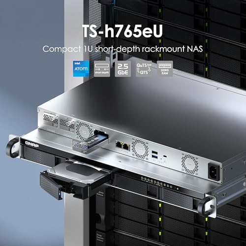 Image of QNAP TS-h765eU-8G-US 1U Short-Depth 4-Bay NAS with 3 x E1.S /M.2 PCIe NVMe Slots