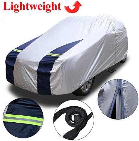 KAKIT SUV Cover Snowproof Waterproof All Weather, Polyester Sun UV Protection Windproof Universal Outdoor Car Cover for SUV with Driver Door Zipper Fits up to 204''