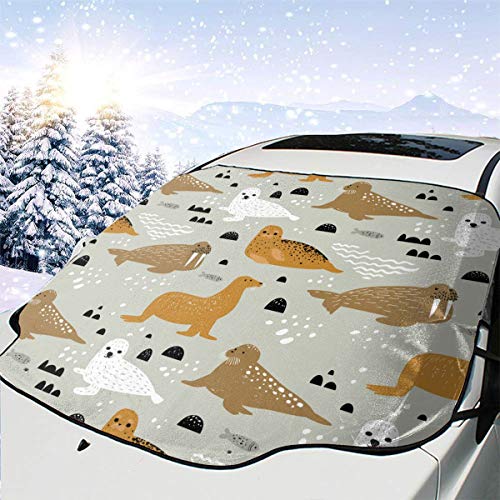 かわいいアザラシ 車用サンシェード 車窓日よけ カーシェード 車 フロントグラス 日よけ 遮光遮熱 防紫外線 暑さ対策 簡単着脱 収納バッグ付き 四季用 落葉 雨 紫外線 汚れ ホコリ対策可能 雪対策 凍結防止カバ 氷 霜よけ 撥水加工 サイドミラー カバー コンパクト 防水材料 厚手 147X118cm SUV車/普通車に適用 かわいいアザラシ 車用サンシェード 車窓日よけ カーシェード 車 フロントグラス 日よけ 遮光遮熱 防紫外線 暑さ対策 簡単着脱 収納バッグ付き 四季用 落葉 雨 紫外線 汚れ ホコリ対策可能 雪対策 凍結防止カバ 氷 霜よけ 撥水加工 サイドミラー カバー コンパクト 防水材料 厚手 147X118cm SUV車/普通車に適用