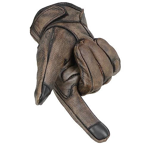 Milwaukee Leather Mg7514 Men's Brown Leather I-Touch Screen Compatible Gel Palm Motorcycle Gloves W/Protective Knuckle - 2X-Large #TOP2