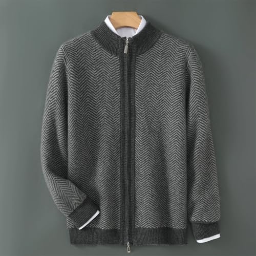 Men's Winter Thick Cashmere Cardigan Half High Collar Color Zipper Sweater Knitted Casual Soft Warm3