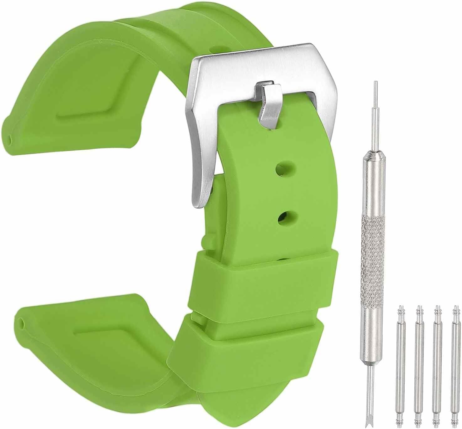 HARFINGTON Silicone Watch Band Quick Release Flexible Soft Rubber H-type Watch Strap with Stainless Steel Clasp Replacement Wristband for Men