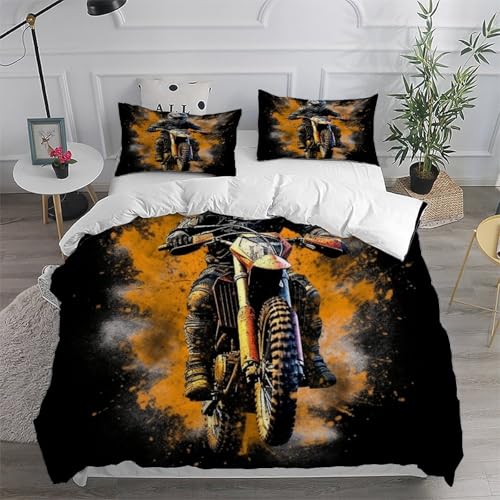 Housse de couette motocross grand lit 220x240 pour chambre enfant motard