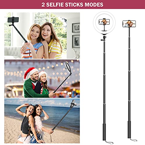 Ringlicht Mit Stativ Handy, 10 Zoll Ringlicht mit 2 Stativ für Live Streaming/Videokonferenz/YouTube/Makeup, LED… – Bild 8