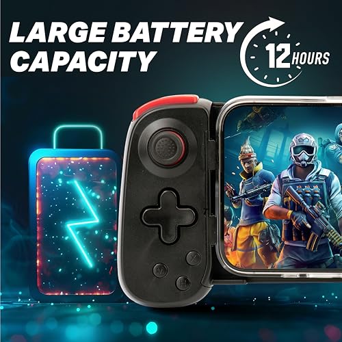 Image of NITHO Wireless Mobile Gaming Controller for iOS & Android Phones, PC, Tablets, Switch | Adjustable Size, Turbo, RGB LED lights, Gamepad for Cloud Gaming, PS Remote Play, Arcade MFI Games