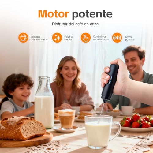 Miniatura 9 de Grifema Espumador De Leche Usb Recargable Batidor De Leche Espuma Electrico, 13000 Rpm, Ergonómico, Fácil De Limpiar, Mini Batidor Leche Espuma Para Cappuccino, Café Bulletproof, Matcha