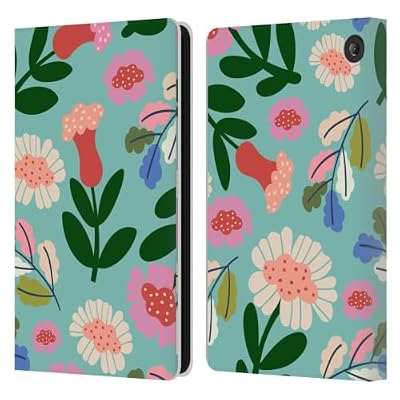 Head Case Designs Officially Licensed Gabriela Thomeu Super Bloom Floral Leather Wallet Case Compatible with Amazon Fire 7 2022
