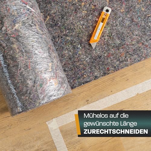 Hinrichs Malervlies 50m Rolle 180g/m² - Durchsickerungsschutz für Flüssigkeiten - Abdeckvlies 50m - Abdeckfliesse für Boden mit Anti-Rutsch Beschichtung - Malerfliesrolle Abdeckflies als Abdeckung - 5