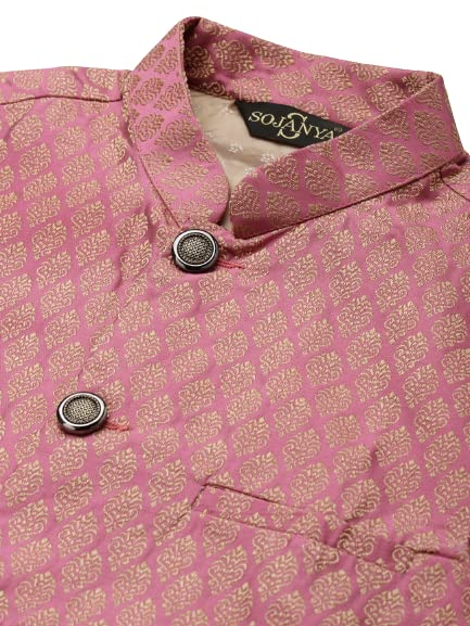 Image of SOJANYA (Since 1958, Men's Silk Blend Grey Kurta Pyjama & Silk Blend Jacket Combo