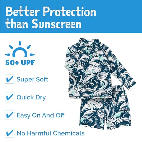 JAN & JUL Long Sleeve 2-pc UV Swim-Suit Set with Shorts (Baby, Toddler, Kids)4