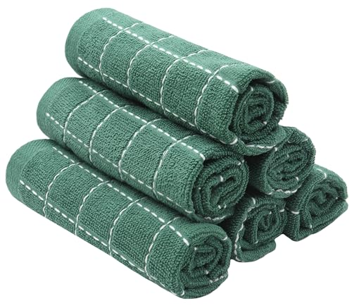 VeraSong Terry Dish Rags Cloths, Green Kitchen Dish Towels,12”x 12”,6 Pack by VeraSong - Used condition - Image 2