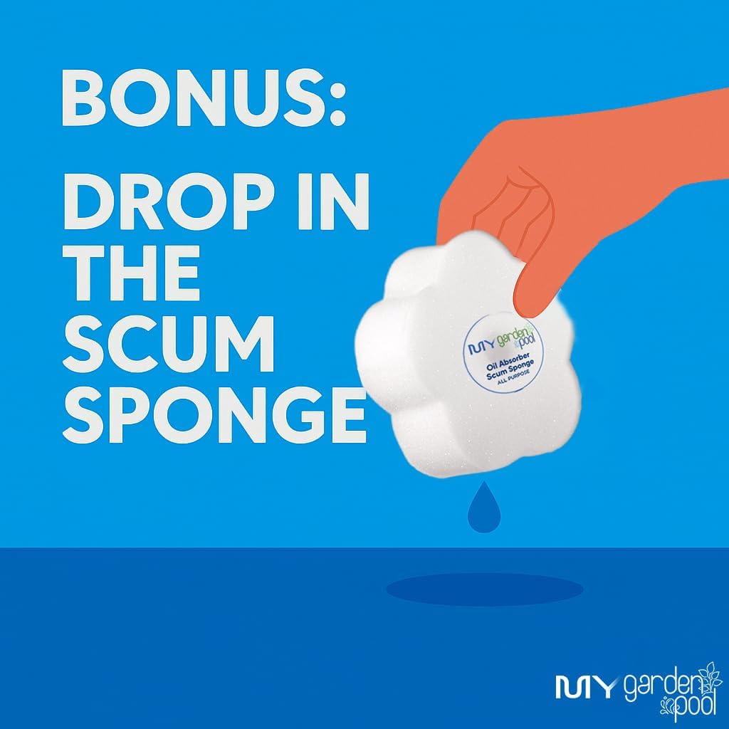 Poolife Deluxe Start-Up Pool Bundle – 2× TurboShock, Defend+, Clarifier, Stain Preventer – with My Garden Pool Skimmer Socks, Scum Sponge & 7-in-1 Pool Test Strips (20 ct)