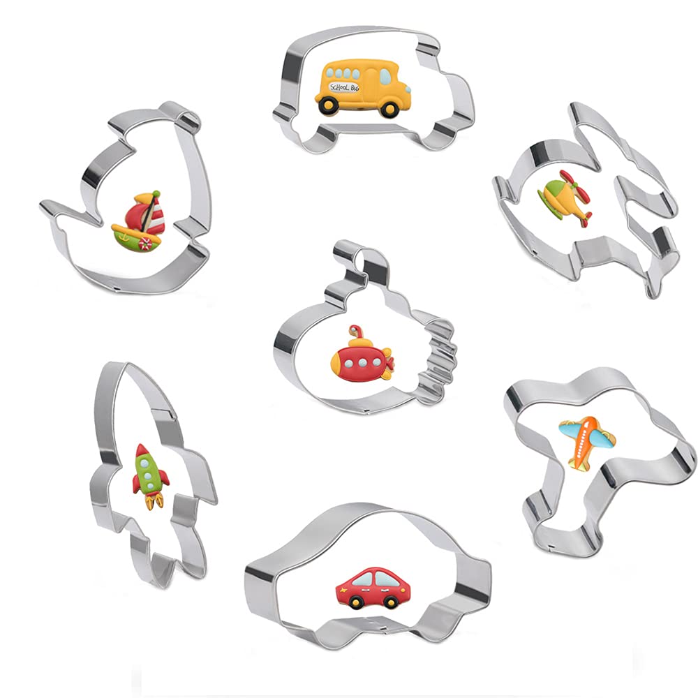 7 Pieces Baking Pastry Cutters, Stainless Steel Cookie Cutter, Biscuit Cutters Stainless Steel for Baking, Biscuit Sandwich Cutters, Cookie Cutters Set for Kids, for Baking,Cooking