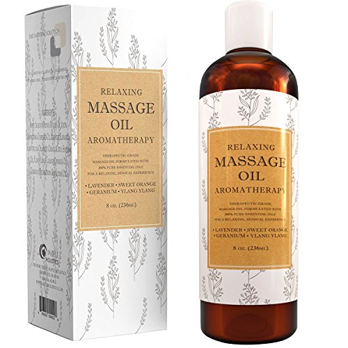 Relaxing Massage Oil - Aromatherapy Essential Oils - Cold Pressed With Antioxidant Rich Lavender Pure Jojoba & Sweet Almond Oil - Great For Sensitive Skin For Women & Men by Maple Holistics