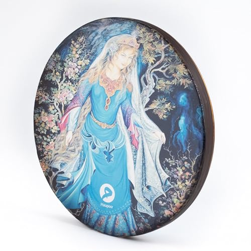 Daf Erbane by Matapoor Oriental Lady Design Light weight Wood With Nickel Rings Free case included