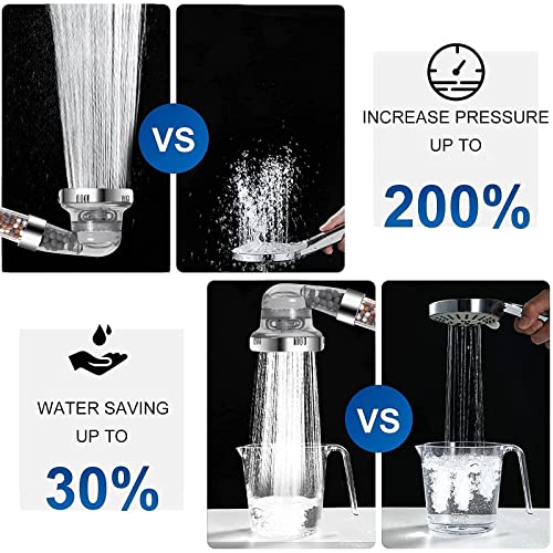 Luxsego Shower Head And Replaceable Filter Beads Bundle, Includes Shower Hose And Holder, 3 Settings Water Saving Showerheads High Pressure For Best Shower Experience, Rejuvenate Dry Skin & Hair #TOP1
