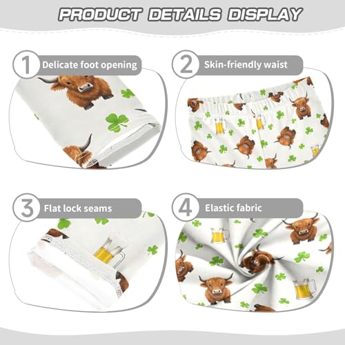 Highland Cow Beer Pattern Girls Leggings Soft Comfortable Athletic Leggings Dancing Pants for 4-10 Years3