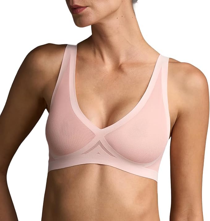 Image of EBY Sheer Mesh Bralette for Women Seamless Wireless Bra with Support - Without Metal Wire