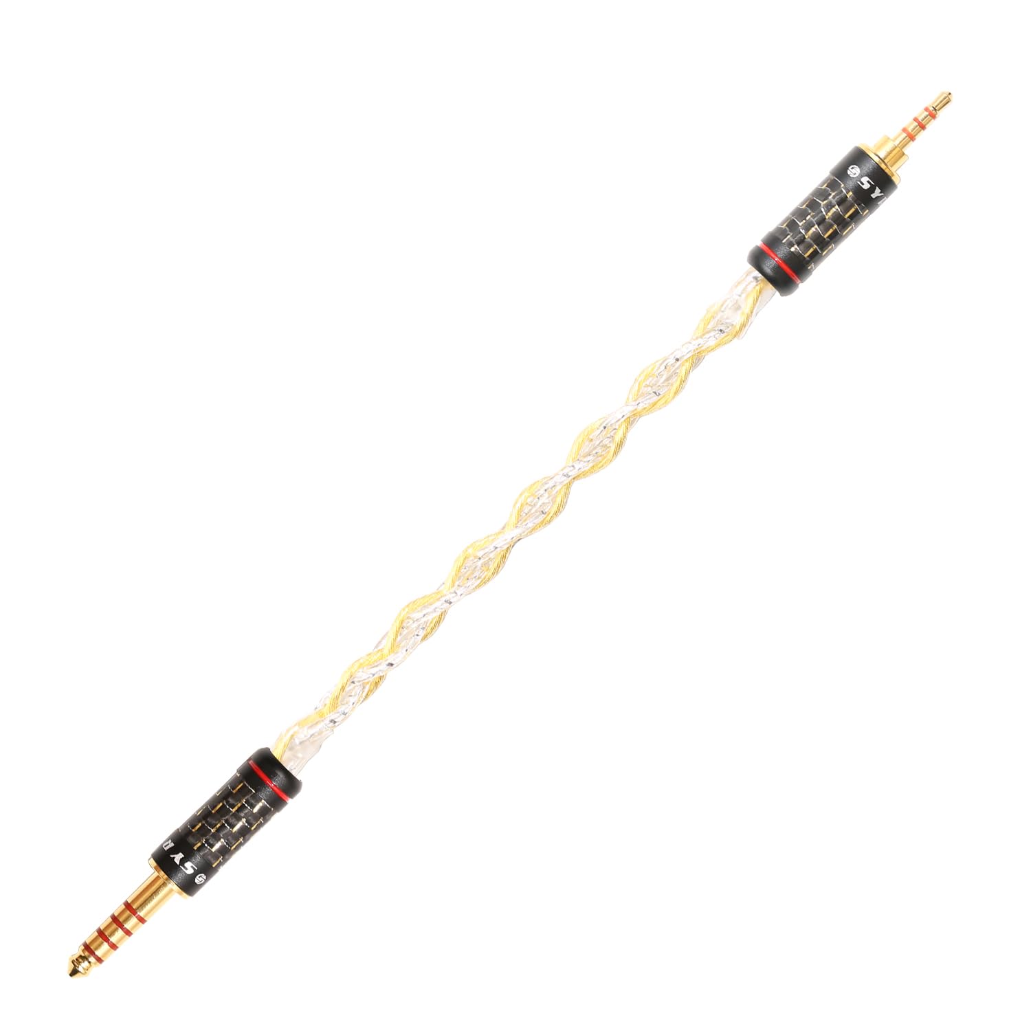 7nUPOCC Gold & Silver Mixed Cord HiFi Balanced Aux Audio Cables 4.4mm to 2.5mm Jack Adapter Cable for ZX300/NW-WM1 Headphone Adapter Cable (2.5mm Male to 4.4mm Male, 12cm/0.4ft)