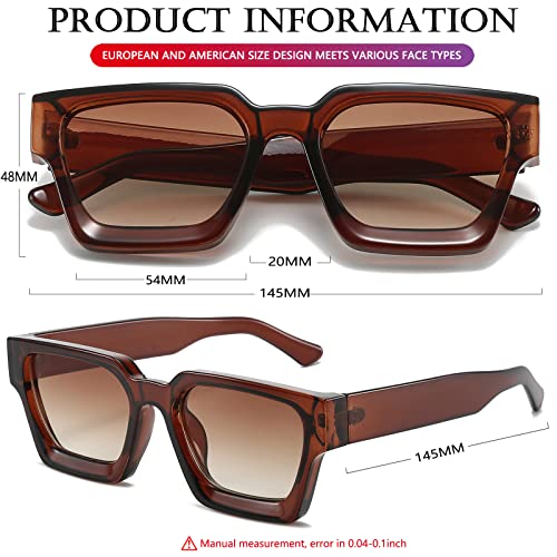 Image of AIEYEZO Square Sunglasses for Women Men Square Thick Frame Sun Glasses Simple Designer Style Shades