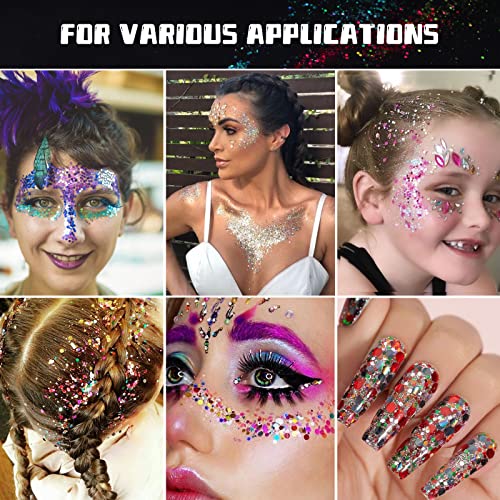 Htvront Holographic Chunky Glitter For Resin - 15 Colors Holographic Glitter For Resin, 150G/5.3Oz Craft Glitter Set, Chunky Glitter For Tumblers, Craft, Body, Face, Nails #TOP5