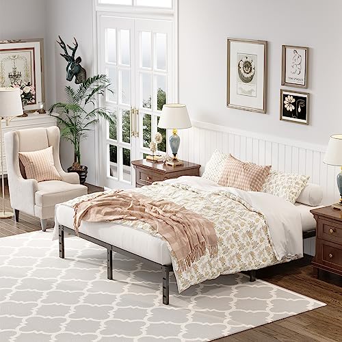 Vengarus California King Bed Frame,18 Inch Heavy Duty Metal Platform Bed With Steel Slat Support And Underbed Storage Non-Slip Mattress Foundation No Box Spring Needed Easy Assembly Black #TOP2