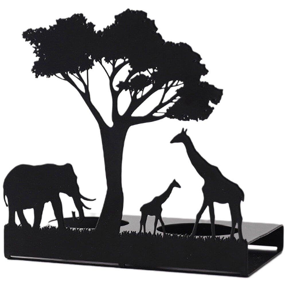 Muteitt Metal Candle Holders Tealight Candle Stand Black Tree Animals Decorative Candleholder Candlestick Light and Shadow Art Ornament for Home Decoration