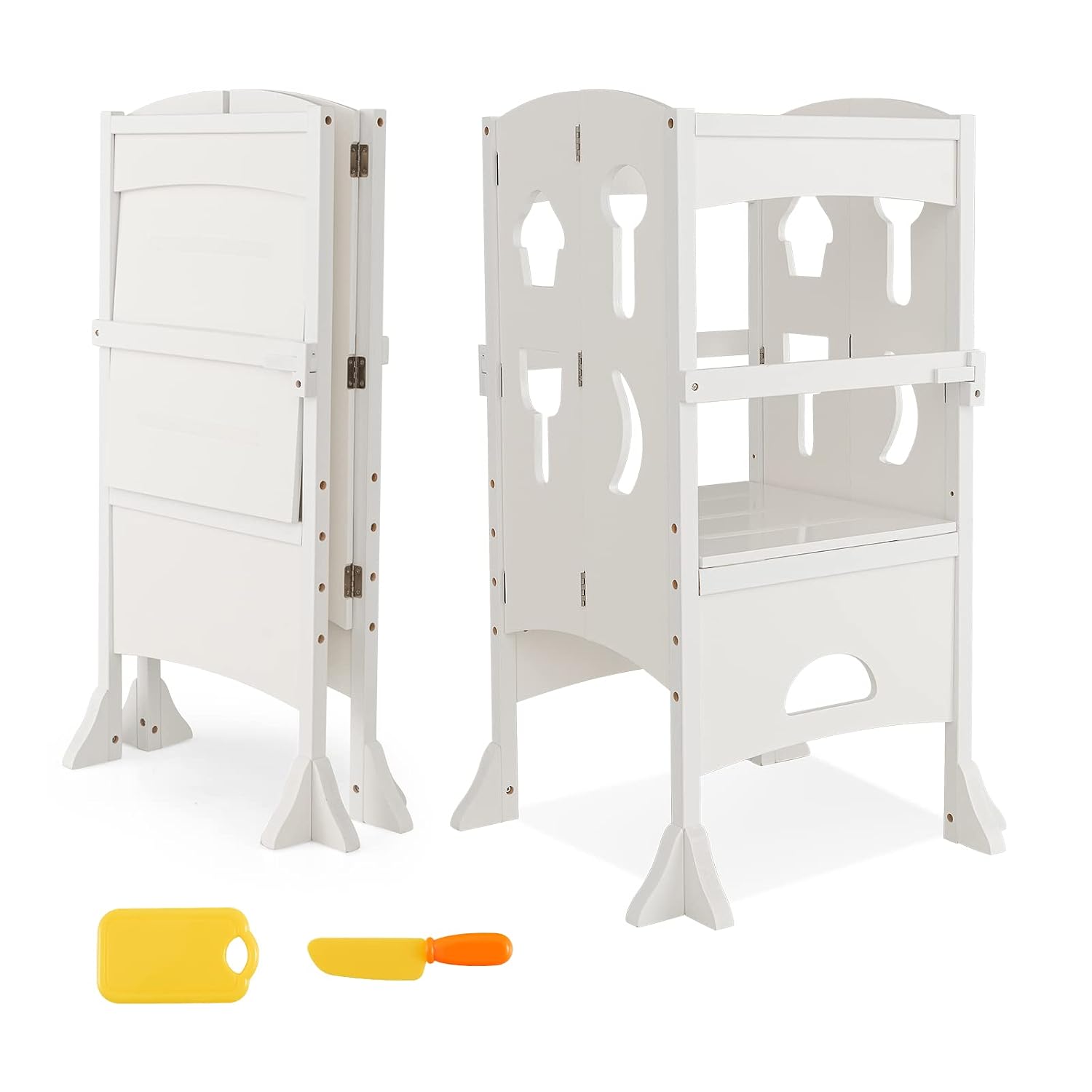 Costzon Toddler Tower, Foldable Kids Kitchen Step Stool w/Safety Rail, Height Adjustable Wood Standing Tower for Toddlers, Montessori Child Learning Tower for Bathroom, Kitchen... 12 Costzon Toddler Tower, Foldable Kids Kitchen Step Stool w/Safety Rail, Height Adjustable Wood Standing Tower for Toddlers, Montessori Child Learning Tower for Bathroom, Kitchen... - Image 10