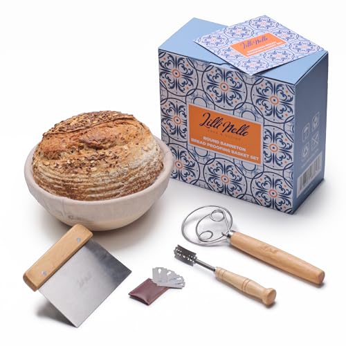 Lillinello Banneton Bread Proofing Basket, Round 9" Sourdough Starter Kit, Rattan, Brown, Rustic Round Rattan Basket, Proofing Basket by Lillinello - Used condition - US$24.12