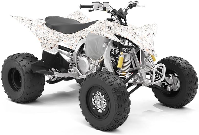 Rwraps Terrazzo Tile White Gloss Vinyl Film Wrap 59in x 19ft Vinyl Vehicle Car Film Sheet Roll