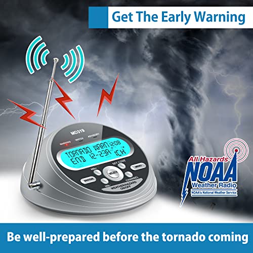 Noaa Emergency Weather Alert Radio - S.a.m.e. Localized Programming, 23 Country Codes & 80+ Emergency Alerts, Weather Radio With Battery Backup, External Antenna & Warning Light For Home & Emergency #TOP1