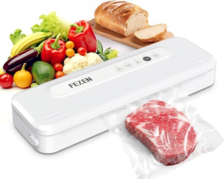 FEZEN Máquina selladora al vacío de alimentos, sellador automático de alimentos, sellador al vacío secohúmedo, fácil operación, 5 modos de