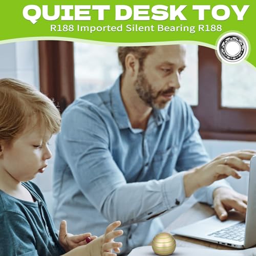 Image of Dilabnba Kinetic Spinner Metal Desk Gadget Toy Ball for Kids Adults, Cool Full Body Optical Illusion Stress Relief Fidget Spinner Gyro Ball Gift for Boys Girls (Gold)
