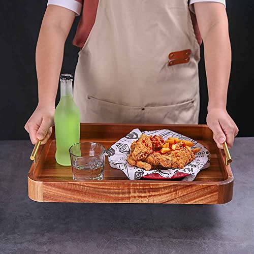 Wood Serving Tray With Handles,Decorative Tray Set Of 3 With Nesting Stacking Design,Rustic Ottoman Tray For Kitchen Counter/Coffee Table/Living Room Decor,Versatile Tray For Party Picnic Barbecue #TOP6