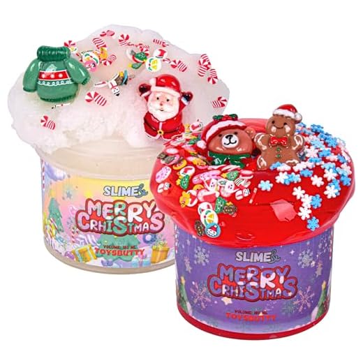 ToysButty 2 Kit Slime Enfant Fille Garçon, Slime Noel Transparent & Nuage Cloud Slime, Créer avec 2 Theme de Noël, Slime Kit avec 3 Accéssoires Slime DIY, 2 Grands charmes Slime, Cadeau Jouet Enfant