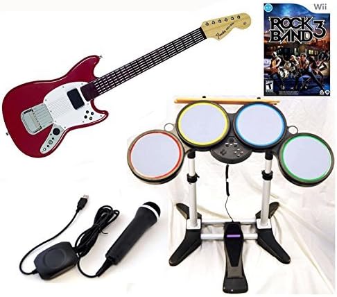 Nintendo Wii-u/Wii ROCK BAND 3 Game Set w/Wireless PRO Guitar Drums kit mic