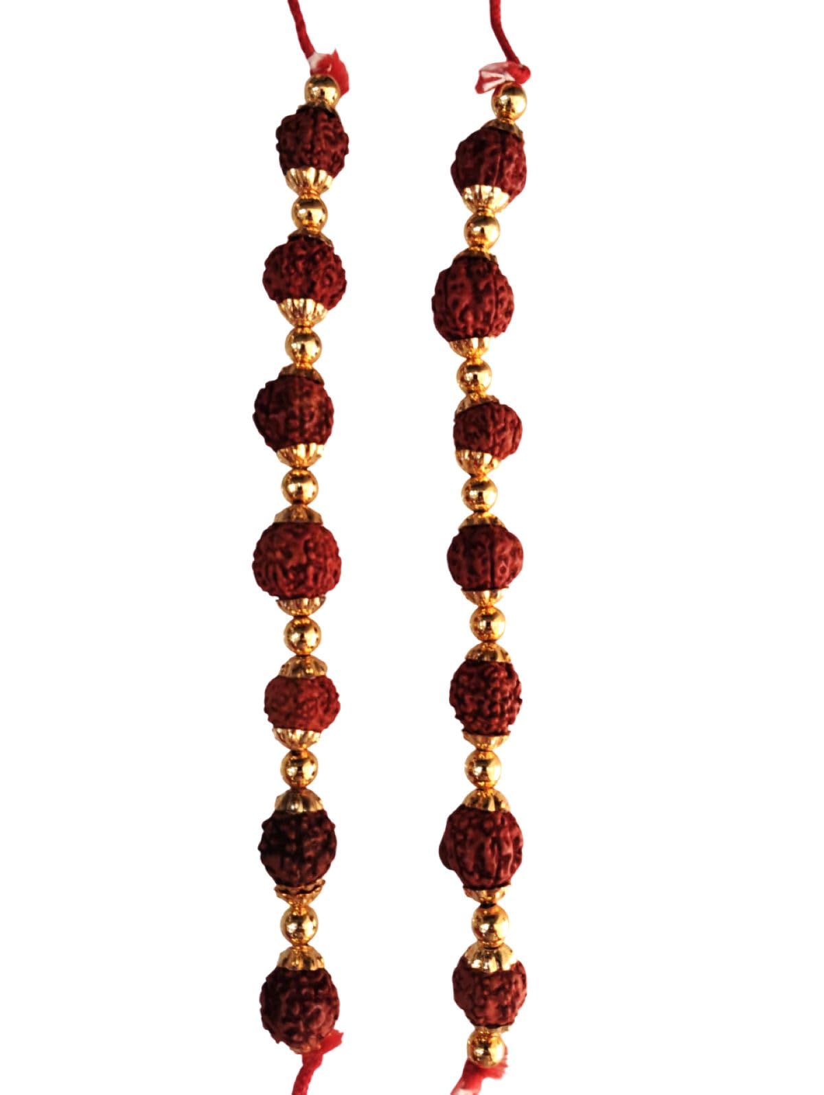 BookMyCostume Natural Brown Rudraksh Golden Plated Rudraksha Jewellery Set with Golden Beads – Rudraksha Mala for Ramleela, Festivals & Spiritual Events | Ideal for Kids & Adults - Image 7 thumbnail