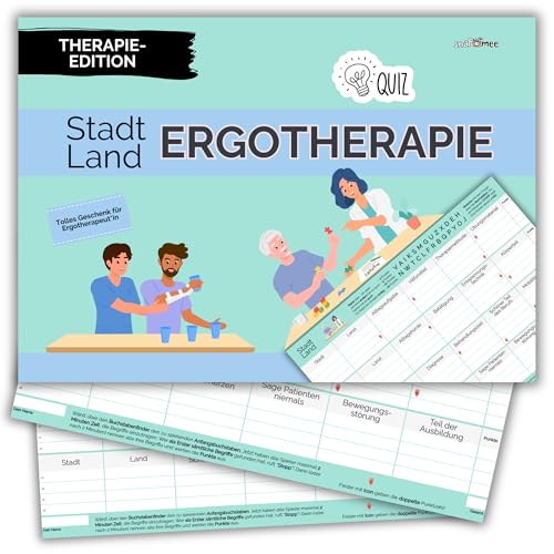 Stadt Land Ergotherapie by snaPmee - Geschenk für Ergotherapeuten - Beschäftigungs-Therapie Quiz - Medizin Spiel mit 50 Blatt Din-A4