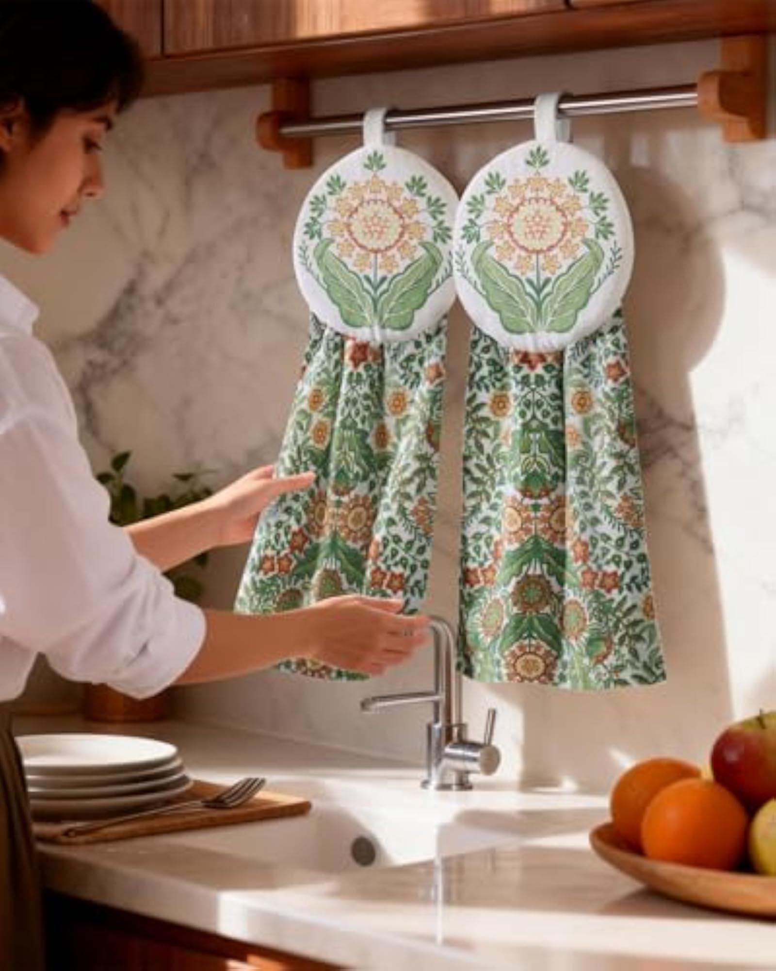 Cotton Hanging Hand Towels - 2pcs for Kitchen Bathroom