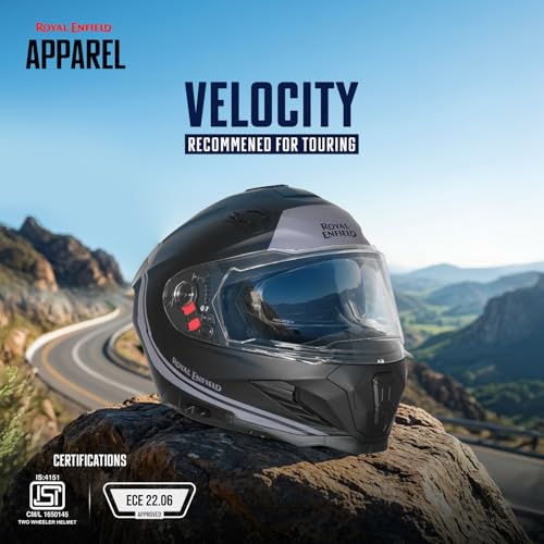 Image of Royal Enfield Velocity Full face Helmet| ISI & ECE 22.06 Certified | ABS Shell & EPS Liner | Pinlock Ready Anti-Scratch Visor | Sun Visor | Rear Spoiler | Polygiene Washable Liner | Multi Air Vents