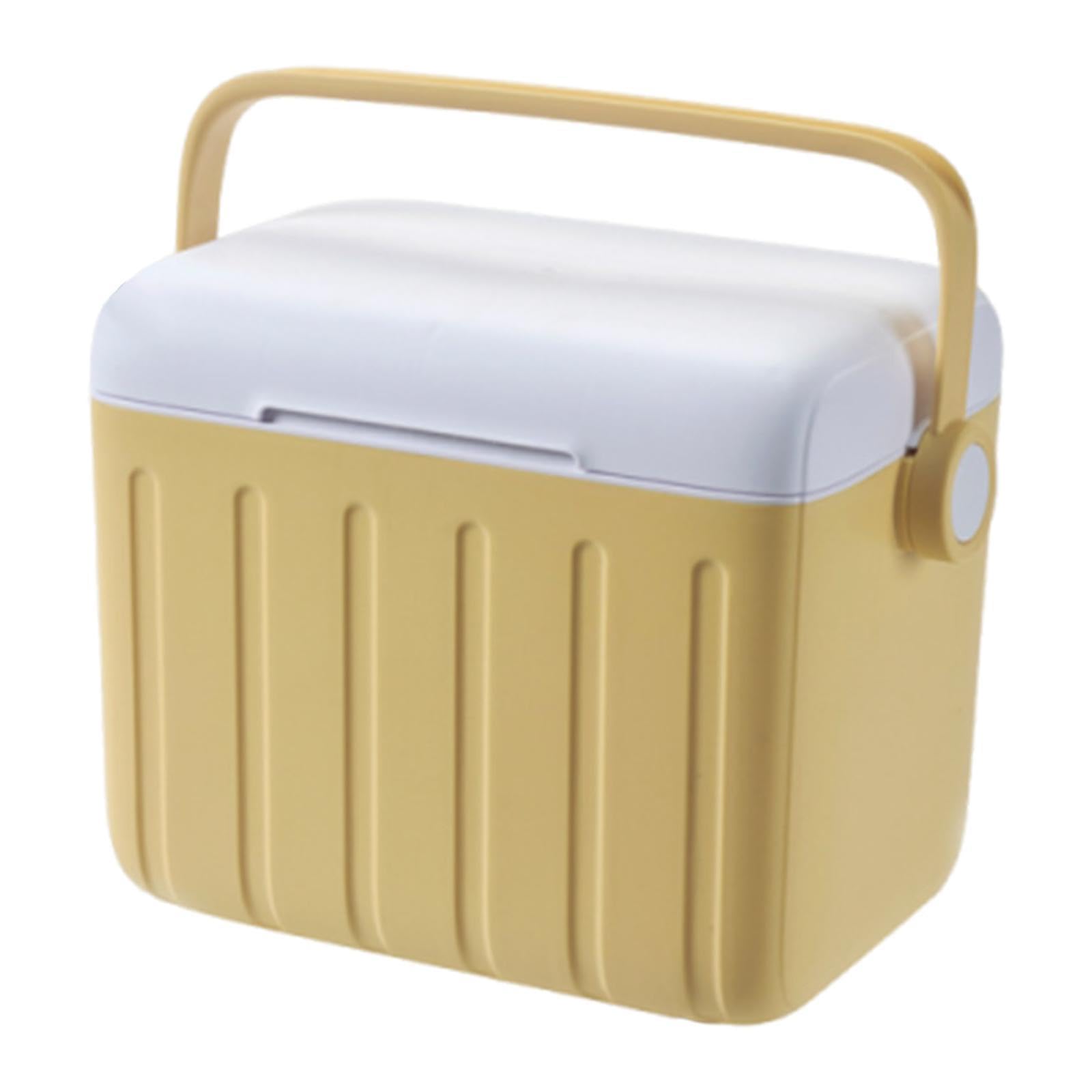 Yiju Insulated Cooler Box Storage Container Versatile Cold/Heat Preservation Cooler Ice Chest Box for Shipping Food Household BBQ, Cream Yellow