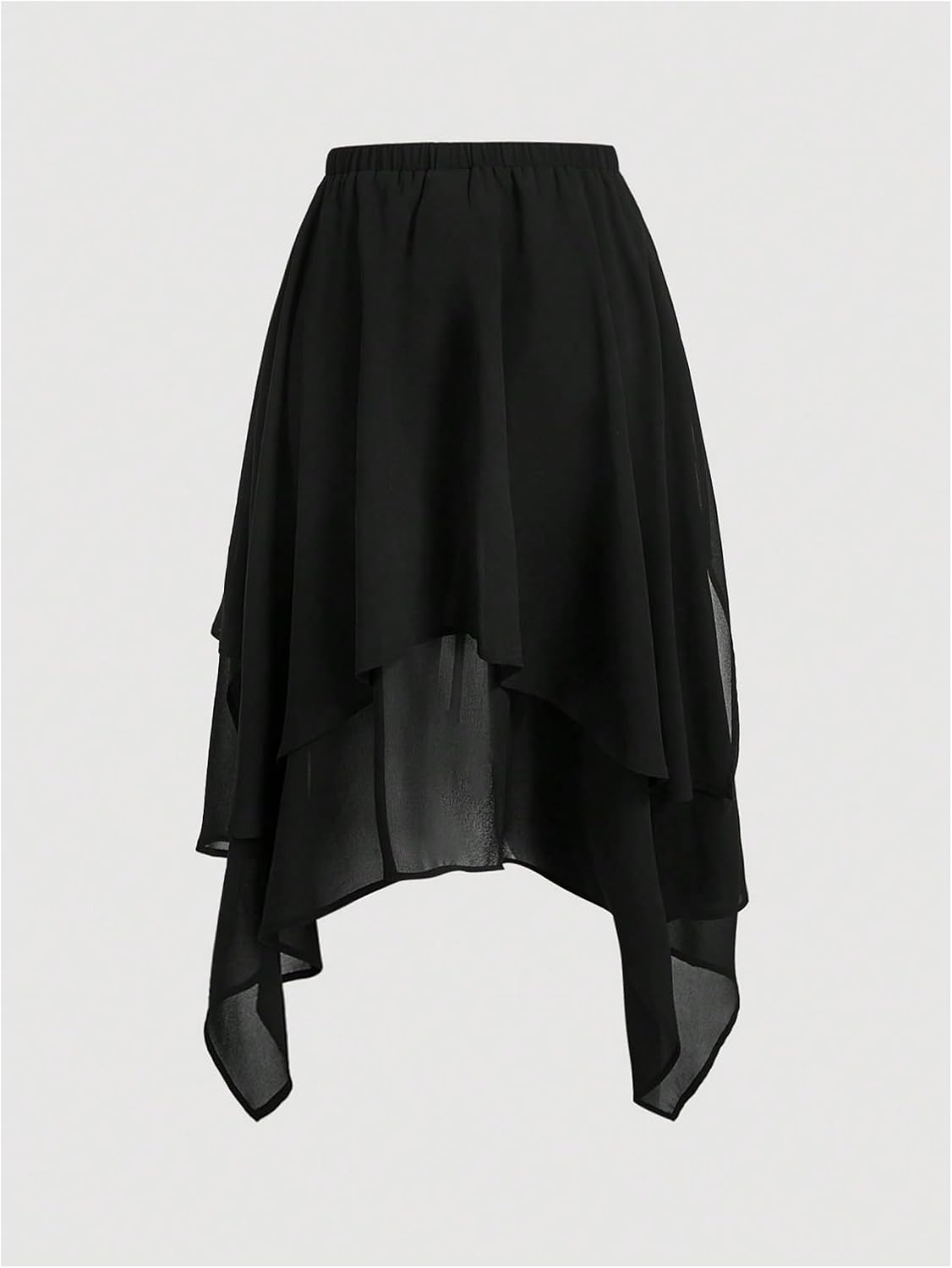 Verdusa Women's Ruffle Skirt Tiered Layered Asymmetrical Chiffon Midi Skirts Skirts Summer Outfits