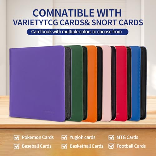 Image of Card Binder - 1024 Capacity, Zippered Trading Card Holder for MTG, Sports & Collectible Cards - Acid-Free, Durable & Travel-Friendly Storage (Purple dots, 16 Pocket)