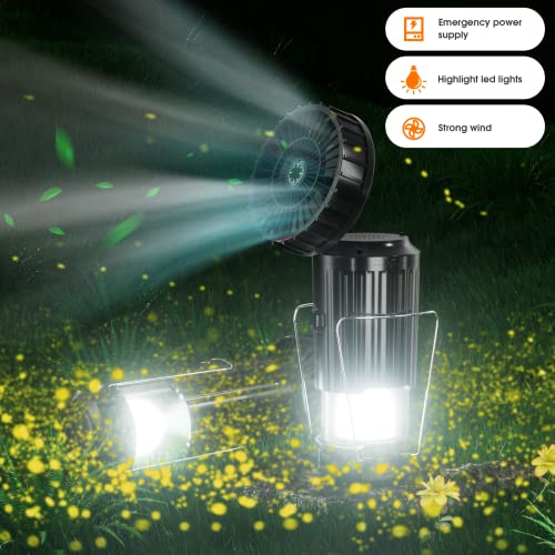 Ucgg Solar Camping Lantern With Fan，Built-In Speaker, Bluetooth Connection, Rechargeable Camping Led Light Portable Tent Fan #TOP2