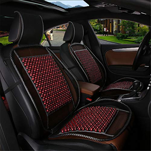 Image of Wood Bead Car Seat Cover Cushion, Cooling & Breathing, Automotive Beaded Driver Seat Massager Cushion for Lower Back Pain